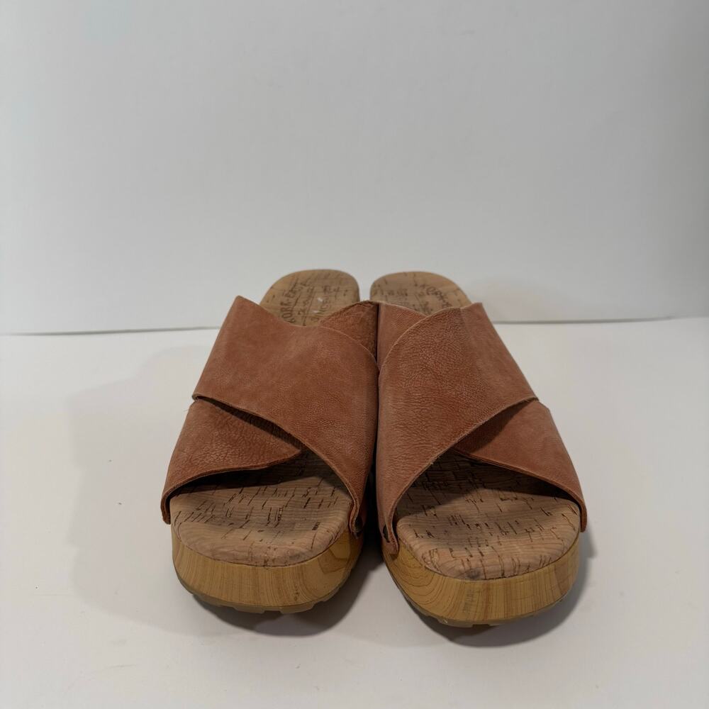 Kork-Ease Suede Crossband Clog Heels in Chestnut - Picture 2 of 7